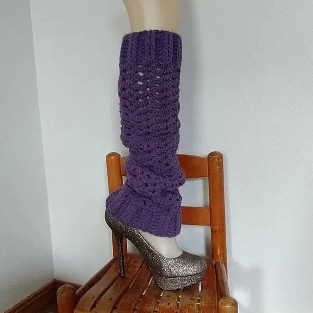 Thistle Leg Warmers OSFM crochet warm thick chunky over knee dance premade - Picture 11 of 12